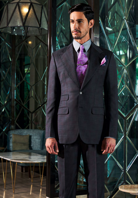 Mens Dark Navy Blue With Maroon Shade Suit