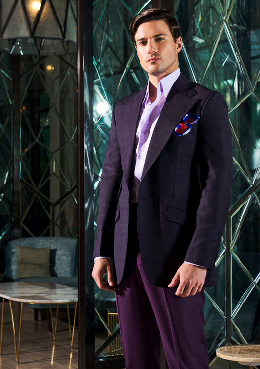 Mens Dark Purple Check Coat