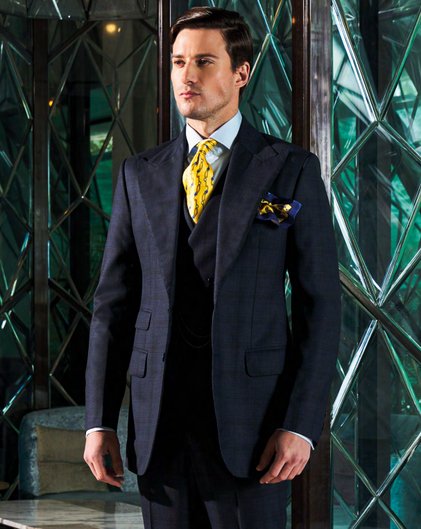 Mens Dark Blue Three Piece Suit