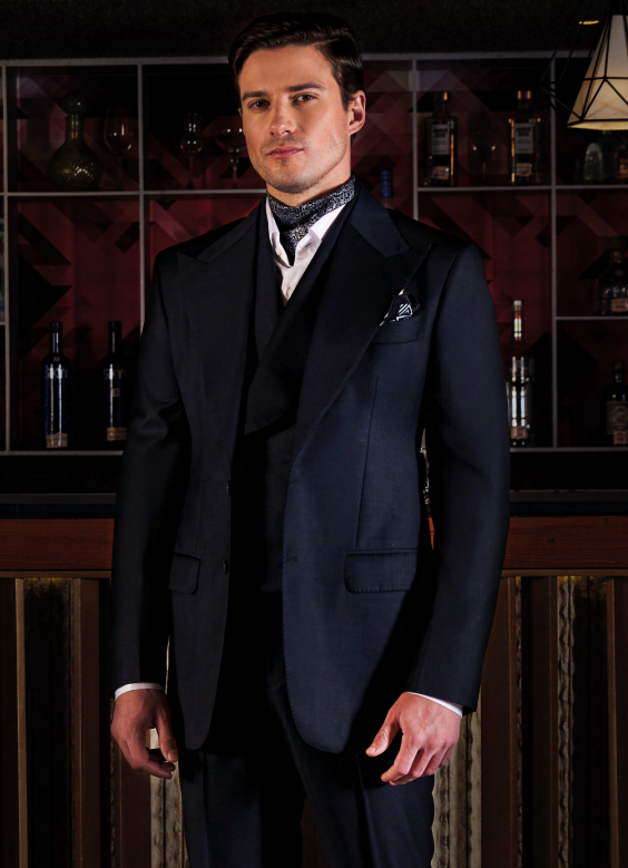 Mens Night Black Party Wear Three  Piece Suit