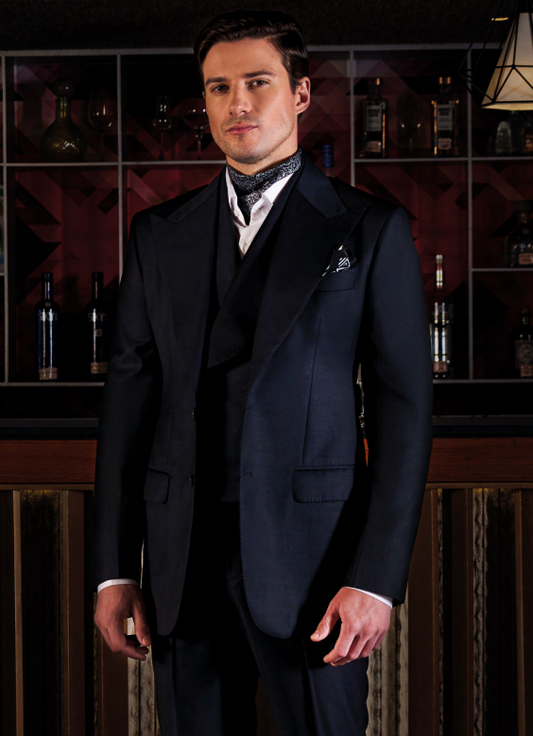 Mens Night Black Party Wear Three  Piece Suit