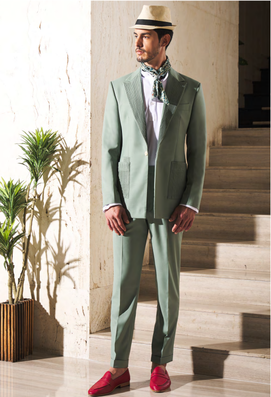 Designer Men Bottle Green Party Wear Suit