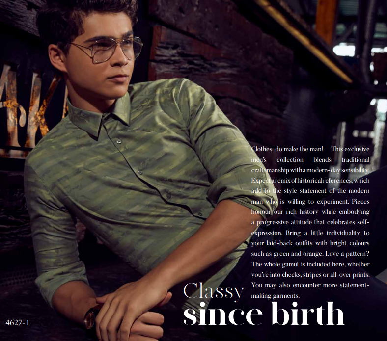 Mens Mustard Green Designer Shirt