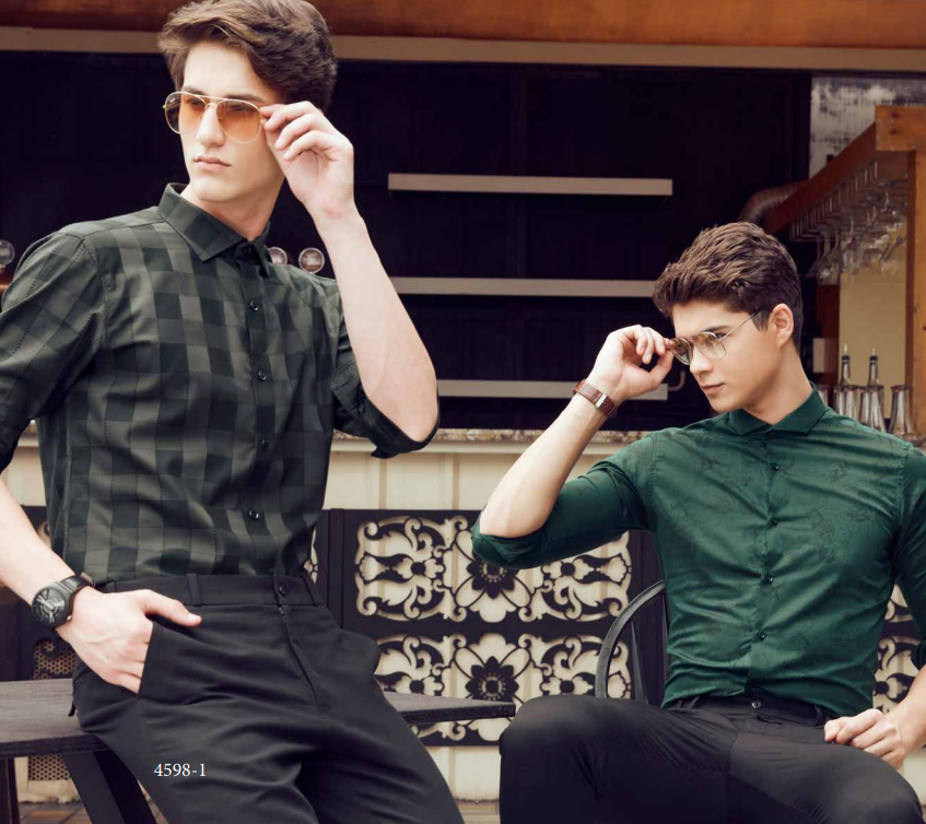 Mens Mustard Green Casual Check Shirt