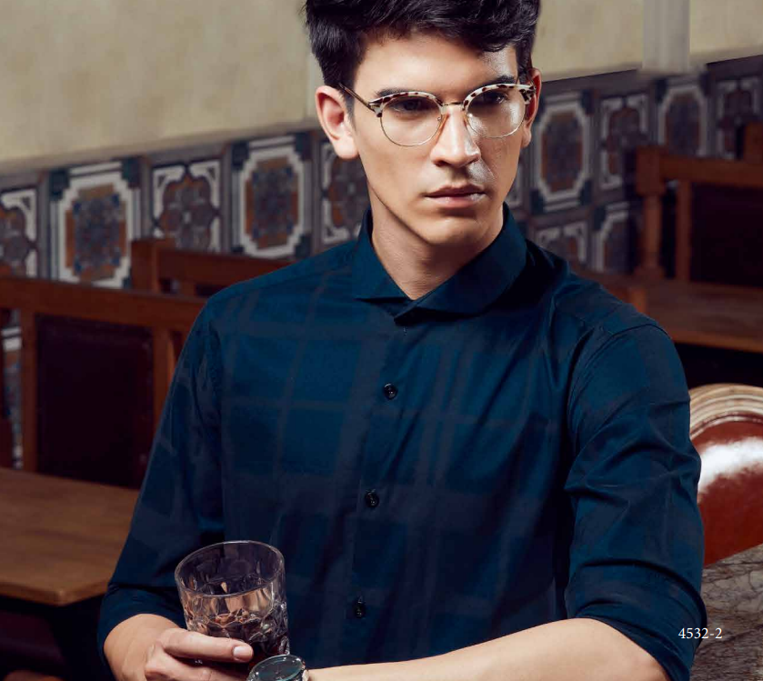 Mens Formal Dark Blue Shining Block Shirt