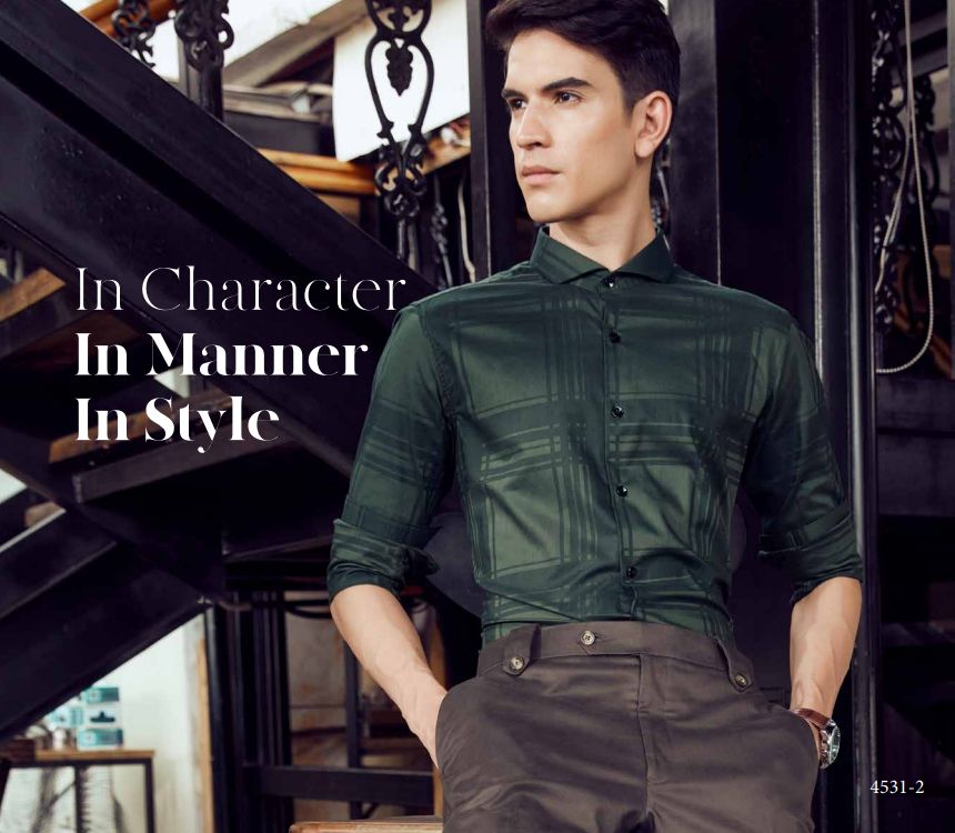 Mens Party Wear Green Check Design Shirt