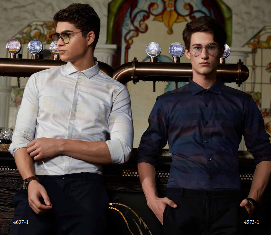 Mens Formal Blue And White Combo Shirt