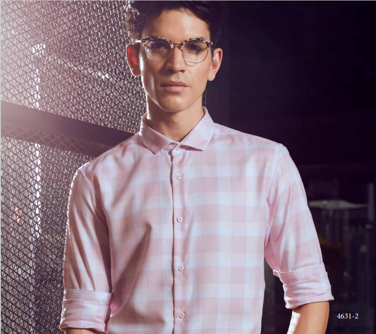 Mens Baby Pink Formal Check Shirt