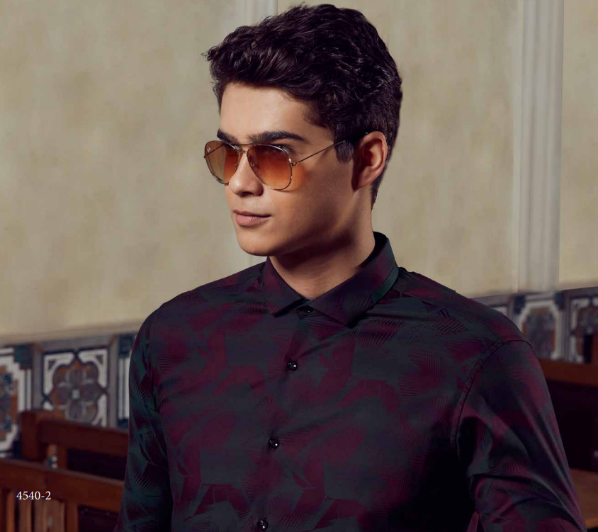 Mens Party Wear Maroon And Charcoal Shining Shirt