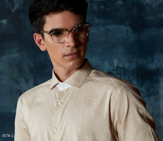 Mens Cream Color Formal Shirt