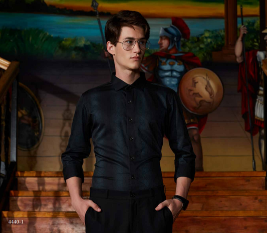 Mens Dark Grey abd Black Shade Party Wear Shirt