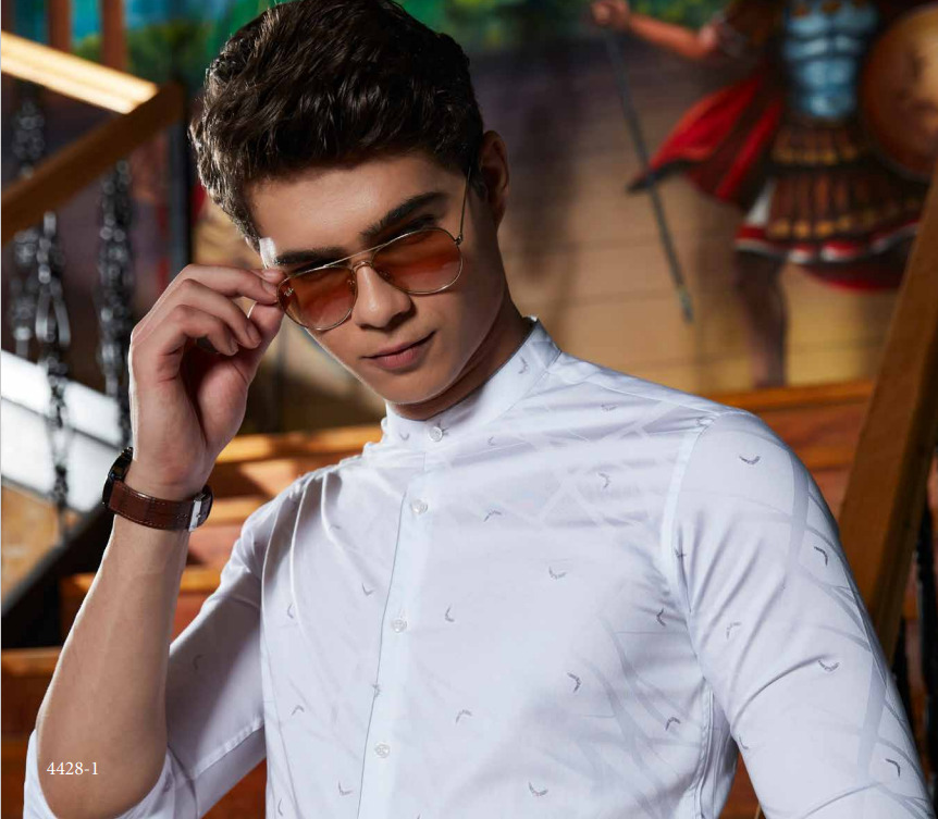Mens Party Wear White Designer Shirt