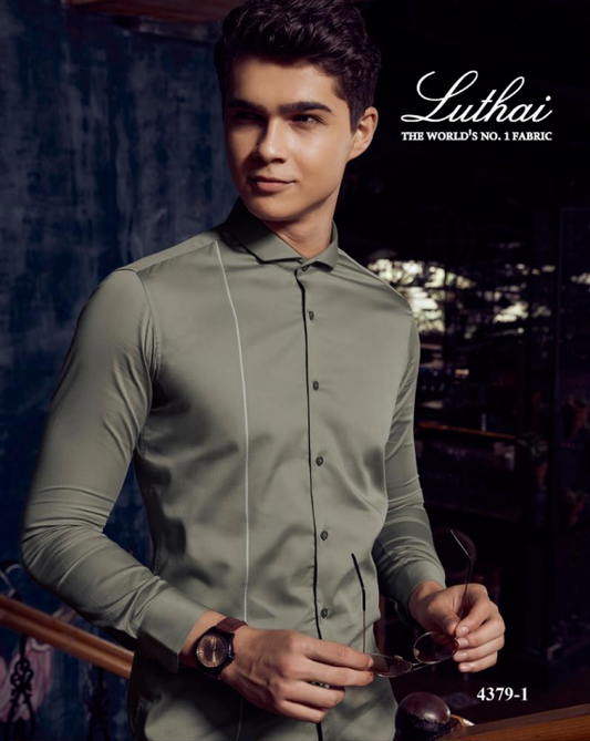 Mens Party Wear Green Shining Shirt