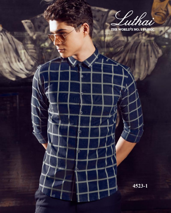 Medium Check Men's Dark Royal Blue Check Shirt