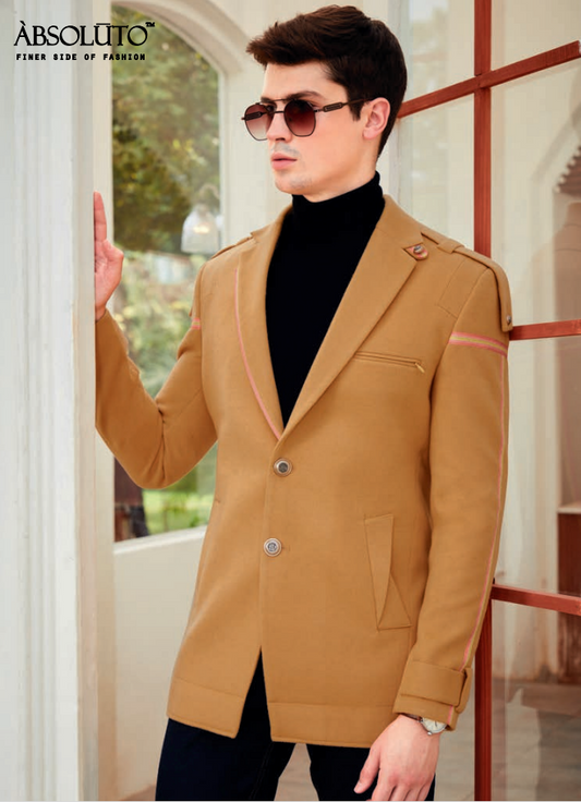 Mens Mustard Plain Party Wear Blazer