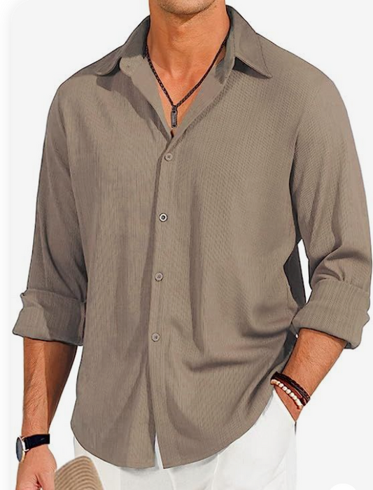 Mens Beige Royal Linen Shirt For Summer