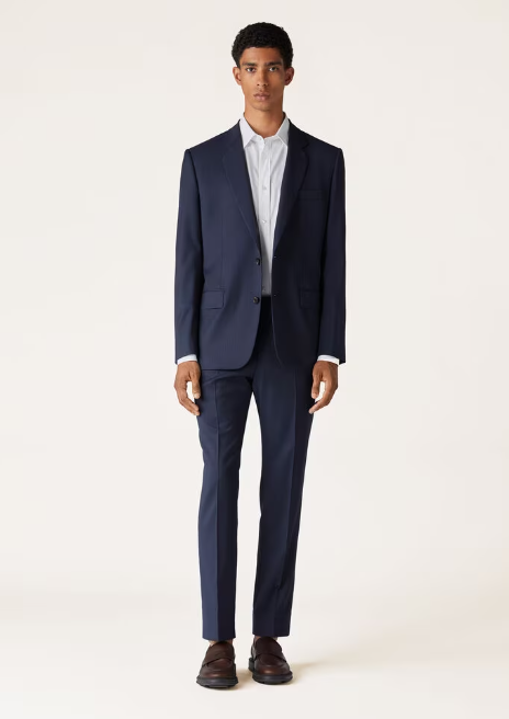 Cupro, Virgin Wool, Pale Blue Suit For Men