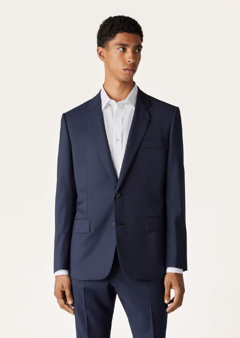 Cupro, Virgin Wool, Pale Blue Suit For Men