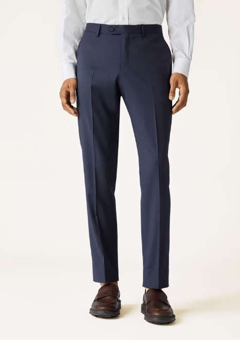 Cupro, Virgin Wool, Pale Blue Suit For Men