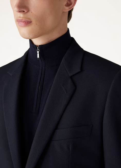 Cupro, Cotton, Diamond Black Suit For Men