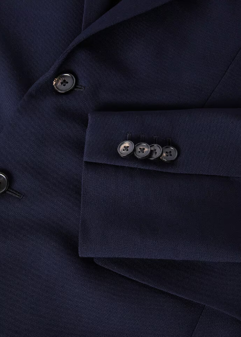 Cupro, Virgin Wool, Dark Blue Suit For Men