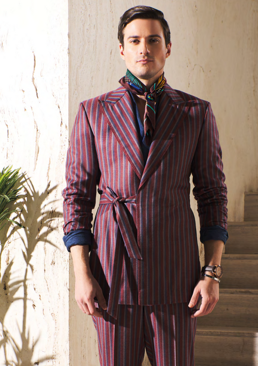 Mens Funky Maroon Lining Party Wear Suit