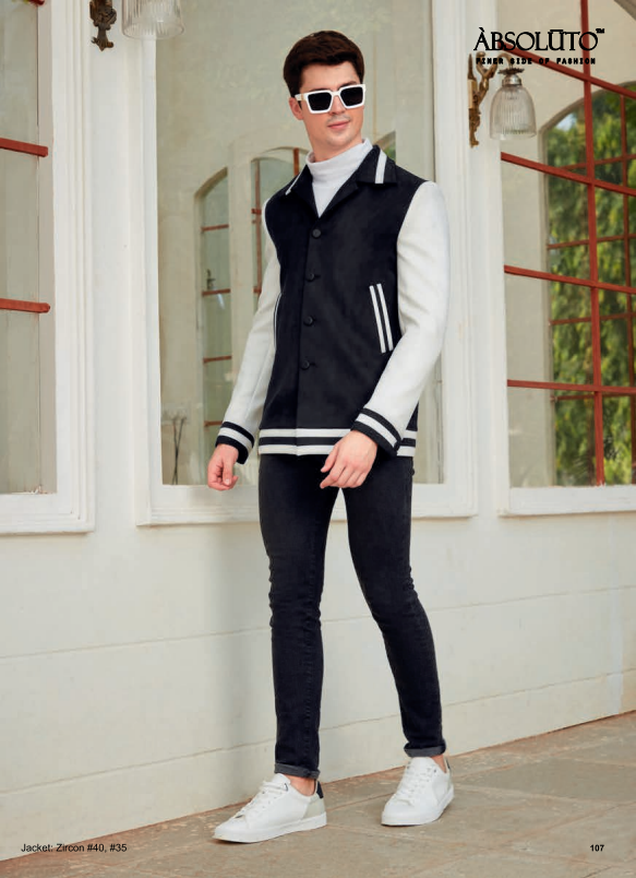 Mens Black And White Striped Design Sporty Jackect