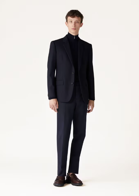 Cupro, Cotton, Diamond Black Suit For Men