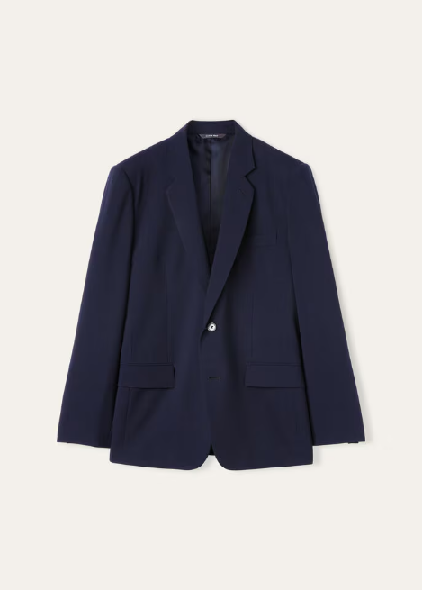 Cupro, Virgin Wool, Dark Blue Suit For Men